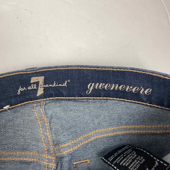 7 for all Mankind Mid/High Rise Skinny Gwenevere Slightly Distressed Jeans Sz 25 - Picture 4 of 12